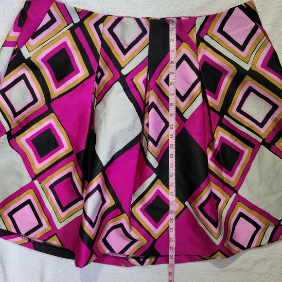 NWT Lane Bryant A Line Geometric Print Skirt Pockets Pink Black Retro Size 22 - Picture 11 of 11